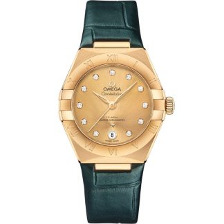 Omega Constellation 29 mm, yellow gold on leather strap 131.53.29.20.58.001