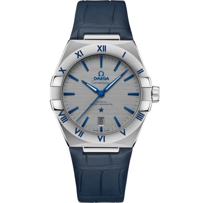 Omega Constellation 39 mm, steel on leather strap 131.13.39.20.06.002