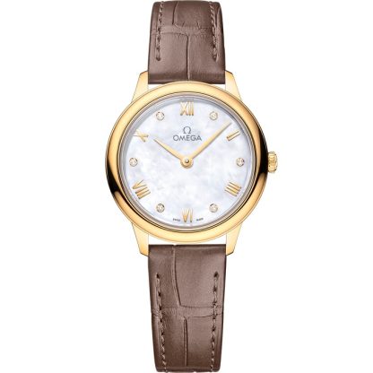 Omega De Ville Prestige 27.5 mm, yellow gold on leather strap 434.53.28.60.55.002