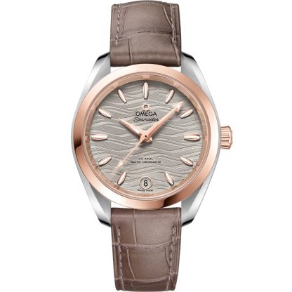 Omega Seamaster Aqua Terra 150M 34 mm, steel - Sedna™ gold on leather strap 220.23.34.20.06.001