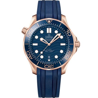 Omega Seamaster Diver 300M 42 mm, Sedna™ gold on rubber strap 210.62.42.20.03.001