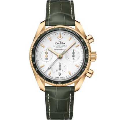 Omega Speedmaster 38 38 mm, yellow gold on leather strap 324.63.38.50.02.004